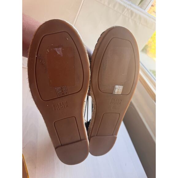 Eileen Fisher black Lace Leather Espadrille size 7.5 - Picture 7 of 9